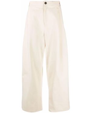 Studio Nicholson Sorte Wide-Leg Pleated Pants - White