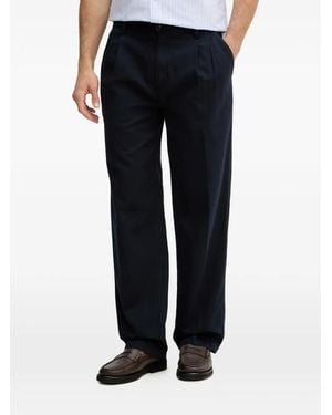 GANT Pleated Straight-Leg Pants - Black
