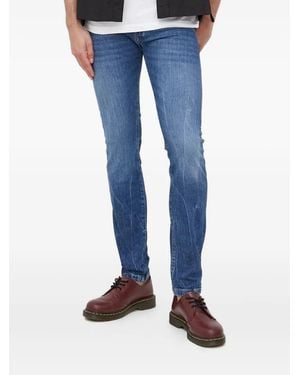 DRYKORN Leather-Patch Jeans - Blue