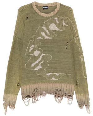 MADFRENZY Cortex Grunge Distressed Sweater - Green