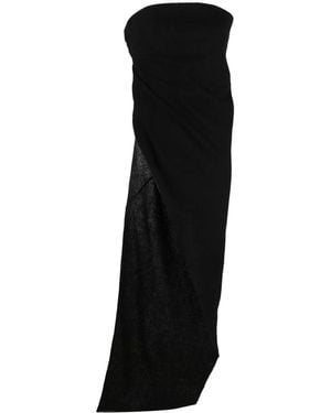 Rick Owens Strapless Asymmetric Virgin Wool Top - Black