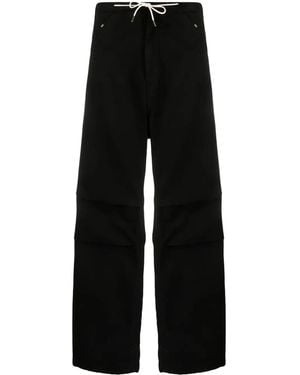 DARKPARK Drawstring-Waistband Cotton Trousers - Black