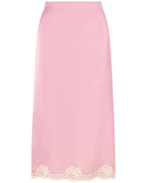 Valentino Garavani Lace-Trim Satin Skirt - Pink