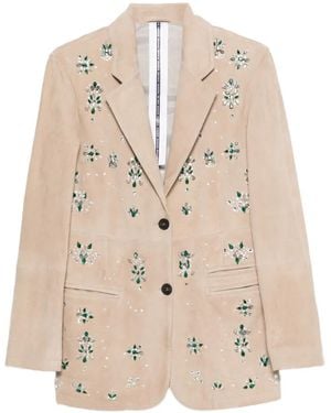 S.W.O.R.D Embellishment Single-Breasted Jacket - Natural
