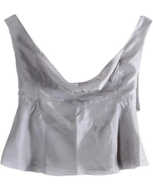 Marc Le Bihan Top Con Peplum Y Cuello Desbocado - Gris
