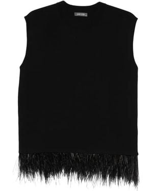 Philo-Sofie Cashmere Feather-Trim Vest - Black