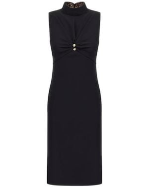 Roberto Cavalli Twist-Detail High-Neck Midi Dress - Blue