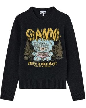 Ganni Pullover Mit Forest Teddy - Schwarz