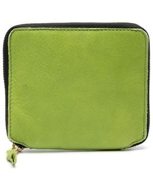 Comme des Garçons Washed Bi-Fold Zip-Up Wallet - Green