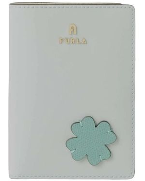 Furla S Camelia Flower-Patch Passport Holder - Gray