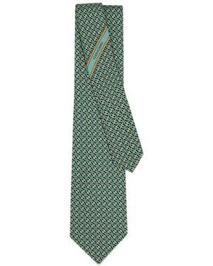 Ferragamo Gancini Print Silk Tie - Green
