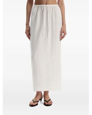 12 STOREEZ Drawstring-Waist Linen Skirt - White