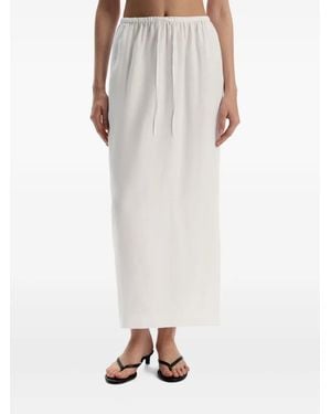 12 STOREEZ Drawstring-Waist Linen Skirt - White