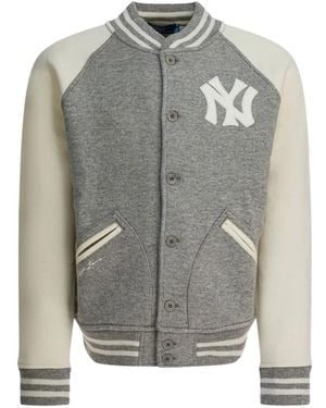 Polo Ralph Lauren X New York Yankees Appliqués Buttoned Bomber Jacket - Grey