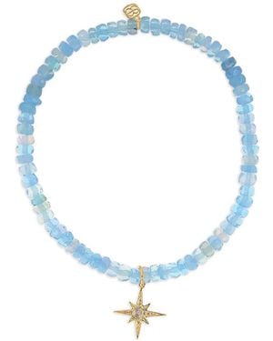 Sydney Evan Large Nautilus Sapphire And Diamond Charm Necklace - Blue