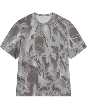 JNBY Rose Shadow Flock-Print T-Shirt - Gray