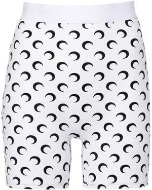 Marine Serre Moon Printed Jersey Mini Shorts - White