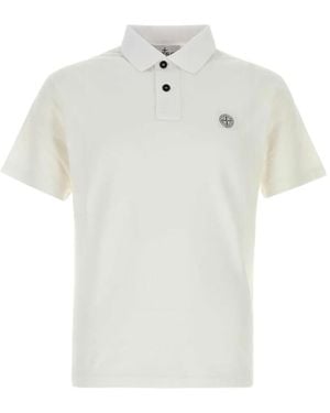 Stone Island Logo-Patch Polo Shirt - White