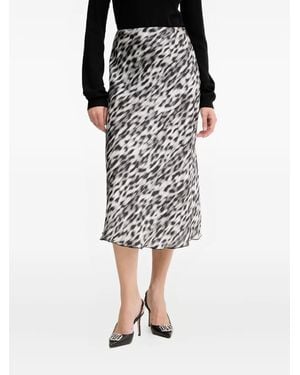 Silvian Heach Animal-Print Midi Skirt - Black