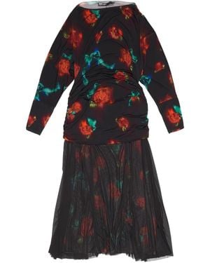 Bimba Y Lola Rose-Print Maxi Dress - Black