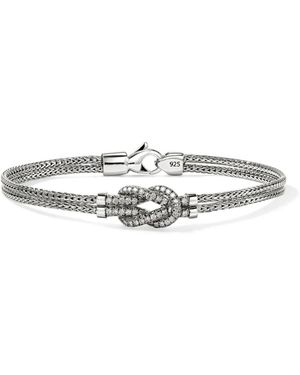John Hardy Pulsera Love Knot En Plata De Ley Con Diamantes - Blanco