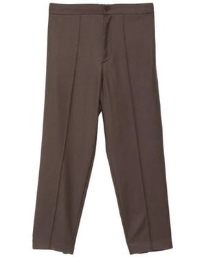 Costumein Pressed-Crease Elasticated-Waist Trousers - Brown
