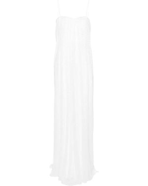 Nissa Iridescent Polka-Dot Gown - White