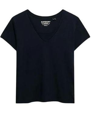 Superdry Studios Slub-Texture V-Neck T-Shirt - Blue