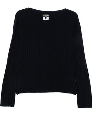 Emporio Armani Gerippter Pullover Mit U-Boot-Ausschnitt - Schwarz