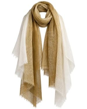 Oats & Rice Macaron Ombre Fringed Cashmere Scarf - Metallic