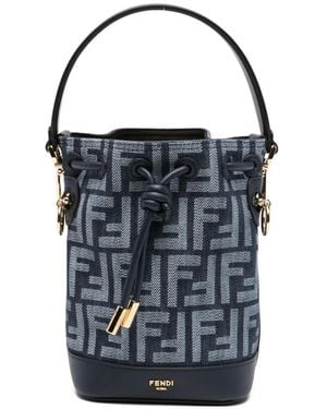 Fendi Ff-Motif Bucket Bucket Bag - Blue