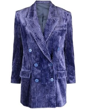 Isabel Marant Dita Double-Breasted Corduroy Blazer - Blue