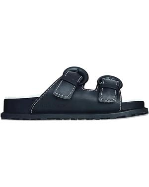 Marine Serre Double-Buckle Leather Sandals - Blue