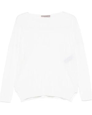D.exterior Boat-Neck Sweater - White