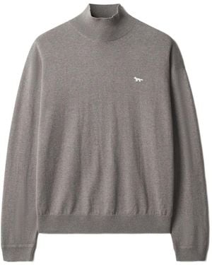 Maison Kitsuné Profile Fox Pullover Mit Stehkragen - Grau
