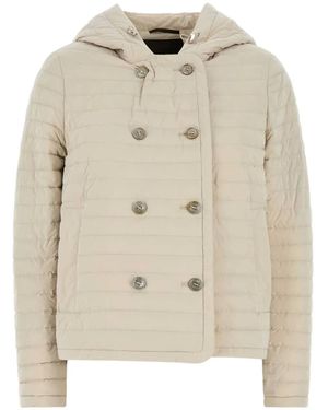 Moorer Hooded Double-Breasted Padded Jacket - Natural