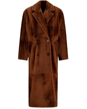Max Mara Tanga Double-Breasted Shearling Coat - Brown