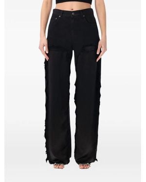 Haikure Bonnie Frayed Satin-Panel Jeans - Black