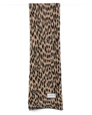Laneus Leopard-Print Knitted Scarf - White