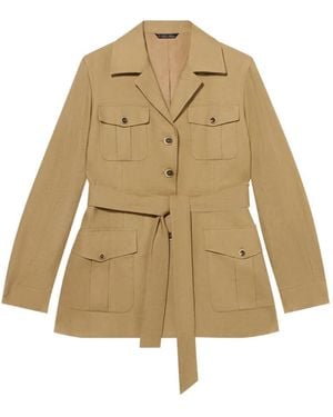 Brooks Brothers Belted Linen Safari Jacket - Natural