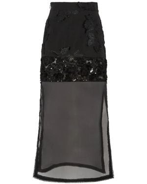 Antonio Marras Fil Coupé Jacquard-Panelled Midi Skirt - Black