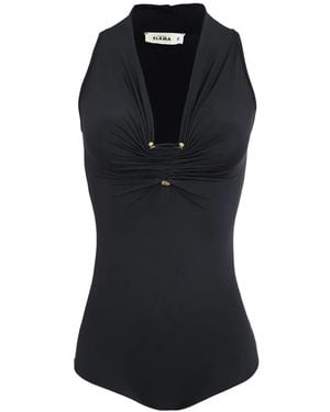 Amir Slama Ruched-Detail Bodysuit - Black
