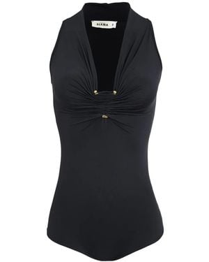 Amir Slama Body con detalle fruncido - Negro