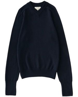 Studio Nicholson Inverness Pullover Mit V-Ausschnitt - Blau