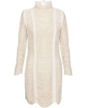 Balmain Macramé-Knit Openwork Minidress - White