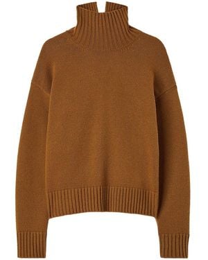 Jil Sander Funnel-Neck Cashmere Blend Jumper - Brown