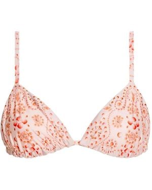 Agua Bendita Tulua Shell-Print Bikini Top - Pink