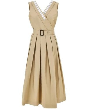 Weekend by Maxmara Belted Pleated Midi Dress - Natural