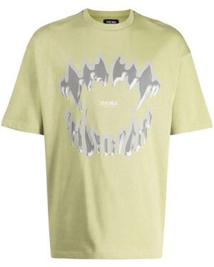 Phobia Demon Bite-Print Cotton T-Shirt - Yellow