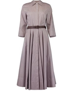 Michael Kors Striped Belted Shirt Dress - Purple